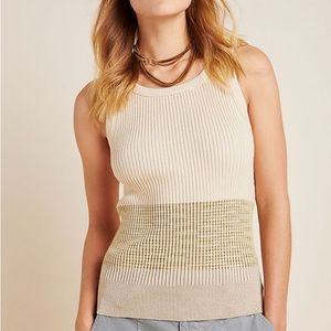 NWT Anthropologie Jo Sweater knit tank top Small scoop back shirt neutral tones